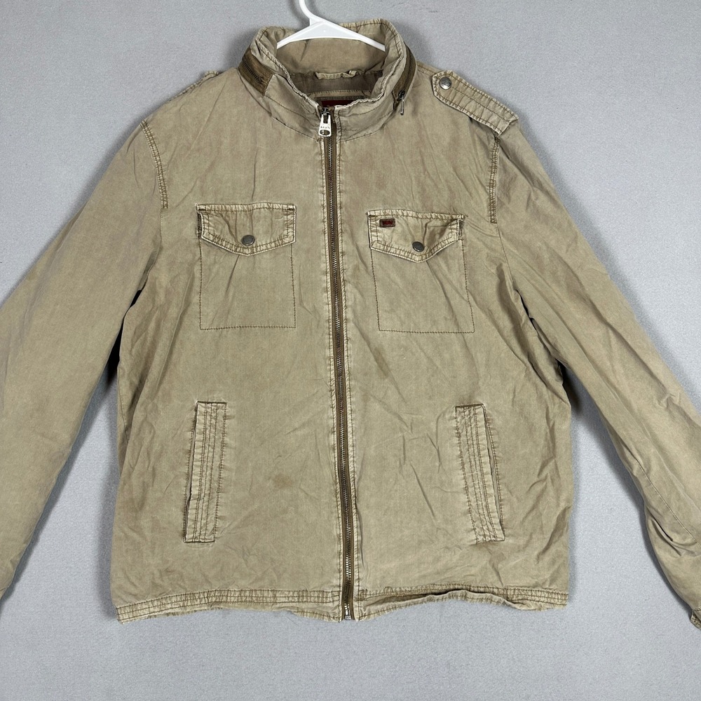 Levis Jacket Mens Medium Military Utility Tan Full Zip Canvas Field Tactical